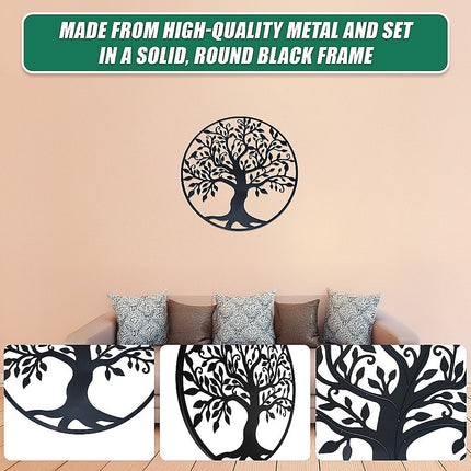 Black Tree of Life Wall Art Hanging Metal Iron Sculpture Garden 60cm.