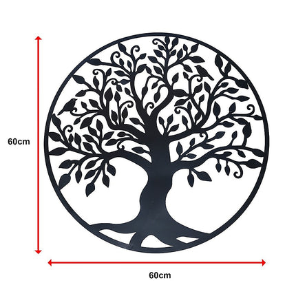 Black Tree of Life Wall Art Hanging Metal Iron Sculpture Garden 60cm.