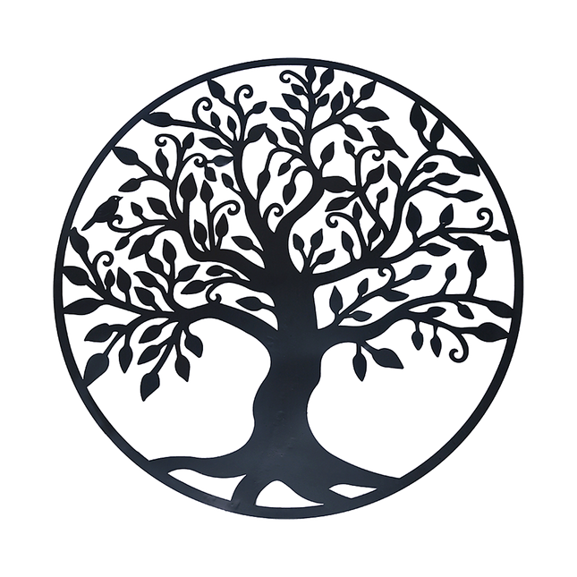 Black Tree of Life Wall Art Hanging Metal Iron Sculpture Garden 99cm.