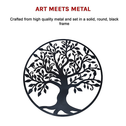 Black Tree of Life Wall Art Hanging Metal Iron Sculpture Garden 99cm.