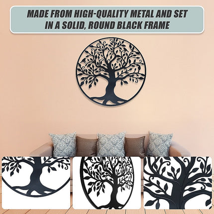 Black Tree of Life Wall Art Hanging Metal Iron Sculpture Garden 99cm.
