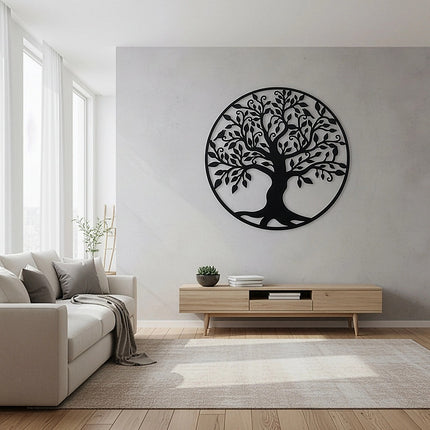 Black Tree of Life Wall Art Hanging Metal Iron Sculpture Garden 99cm.