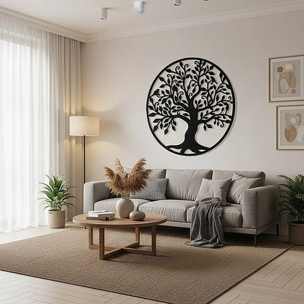 Black Tree of Life Wall Art Hanging Metal Iron Sculpture Garden 99cm.