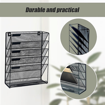 Wall Mount 6 Pocket Hanging File Sorter Organizer Folder Holder Rack Storage.