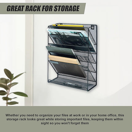 Wall Mount 6 Pocket Hanging File Sorter Organizer Folder Holder Rack Storage.