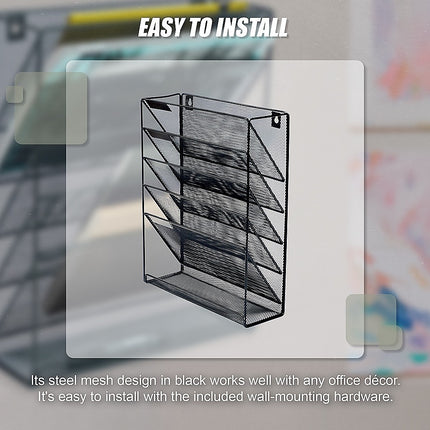 Wall Mount 6 Pocket Hanging File Sorter Organizer Folder Holder Rack Storage.