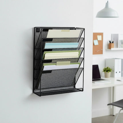 Wall Mount 6 Pocket Hanging File Sorter Organizer Folder Holder Rack Storage.