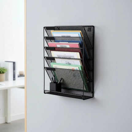 Wall Mount 6 Pocket Hanging File Sorter Organizer Folder Holder Rack Storage.