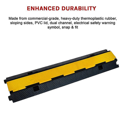 3pcs 2-Cable Rubber Electrical Wire Cover Heavy Duty Protector Dual Channel.