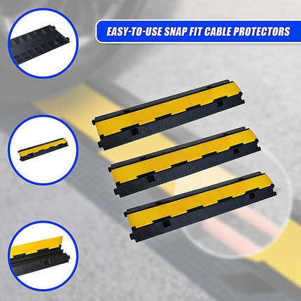3pcs 2-Cable Rubber Electrical Wire Cover Heavy Duty Protector Dual Channel.