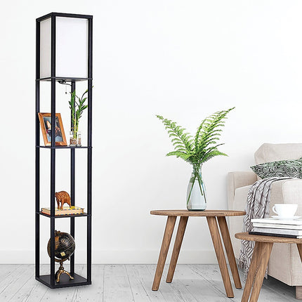 Shelf Floor Lamp - Shade Diffused Light Source with Open-Box Shelves.
