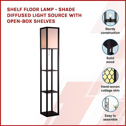 Shelf Floor Lamp - Shade Diffused Light Source with Open-Box Shelves.