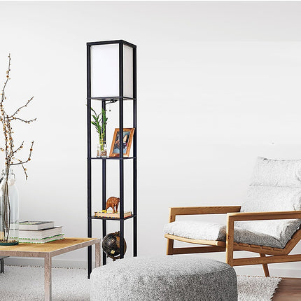 Shelf Floor Lamp - Shade Diffused Light Source with Open-Box Shelves.