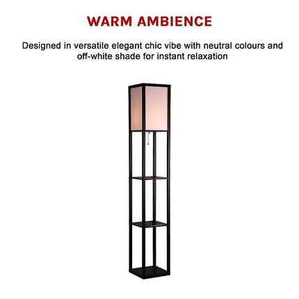 Shelf Floor Lamp - Shade Diffused Light Source with Open-Box Shelves.