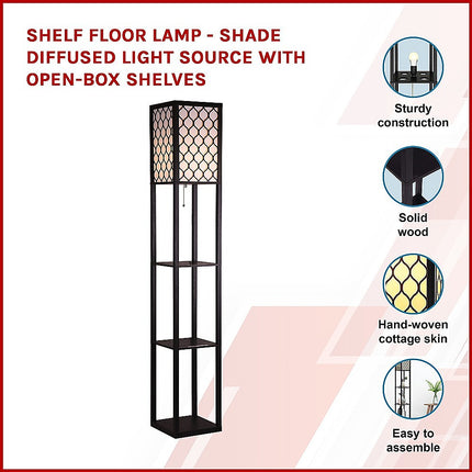 Shelf Floor Lamp - Shade Diffused Light Source with Open-Box Shelves.
