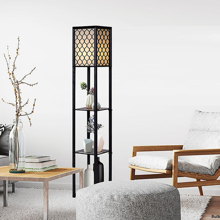 Shelf Floor Lamp - Shade Diffused Light Source with Open-Box Shelves.
