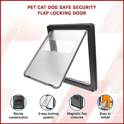 Pet Cat Dog Safe Security Flap Locking Door.