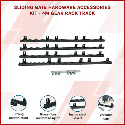 Sliding Gate Hardware Accessories Kit - 4m Gear Rack Track.