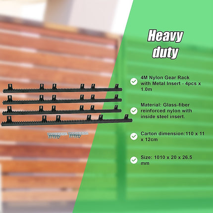 Sliding Gate Hardware Accessories Kit - 4m Gear Rack Track.