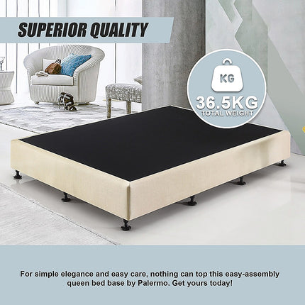Palermo Queen Ensemble Bed Base Platinum Natural Sand Linen Fabric.
