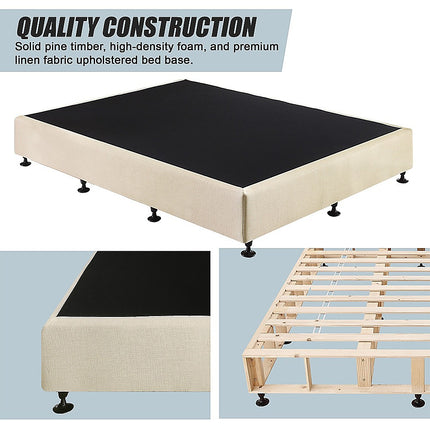 Palermo Queen Ensemble Bed Base Platinum Natural Sand Linen Fabric.
