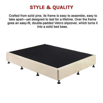 Palermo Queen Ensemble Bed Base Platinum Natural Sand Linen Fabric.