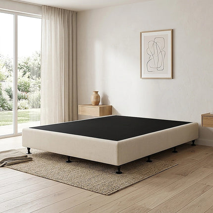 Palermo Queen Ensemble Bed Base Platinum Natural Sand Linen Fabric.
