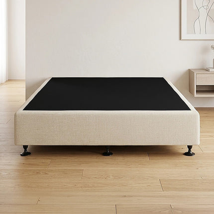 Palermo Queen Ensemble Bed Base Platinum Natural Sand Linen Fabric.