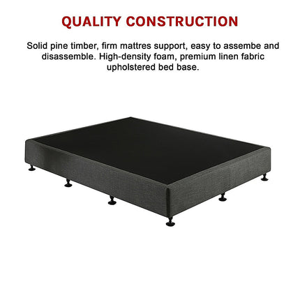 Palermo King Single Ensemble Bed Base Platinum Graphite Linen Fabric.
