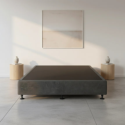 Palermo King Single Ensemble Bed Base Platinum Graphite Linen Fabric.