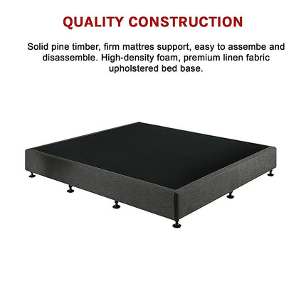 Palermo King Ensemble Bed Base Platinum Graphite Linen Fabric.