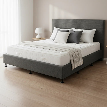 Palermo King Ensemble Bed Base Platinum Graphite Linen Fabric.