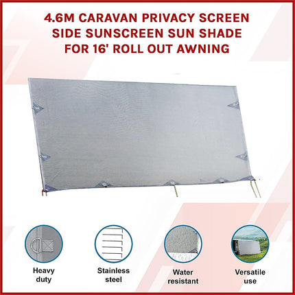 4.6m Caravan Privacy Screen Side Sunscreen Sun Shade for 16' Roll Out Awning.