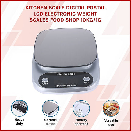 Digital Kitchen Scale LCD Electronic Postal Food Weight Scales 10kg/1g.
