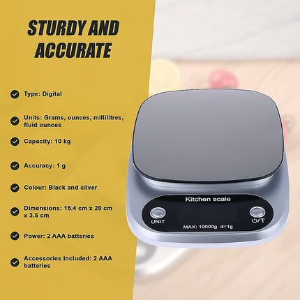 Digital Kitchen Scale LCD Electronic Postal Food Weight Scales 10kg/1g.