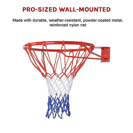 Pro Size Wall Mounted Basketball Hoop Ring Goal Net Rim Dunk Shooting Outdoor.