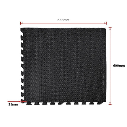 12 Tiles EVA Rubber Foam Gym Mat 60x60cm – 2.5cm Thick Fitness Flooring Set.