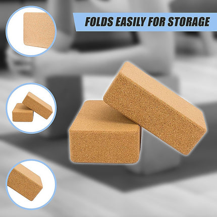 2 x Cork Yoga Block Organic Yoga Prop Accessory Exercise Brick.