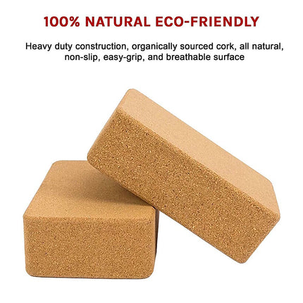 2 x Cork Yoga Block Organic Yoga Prop Accessory Exercise Brick.
