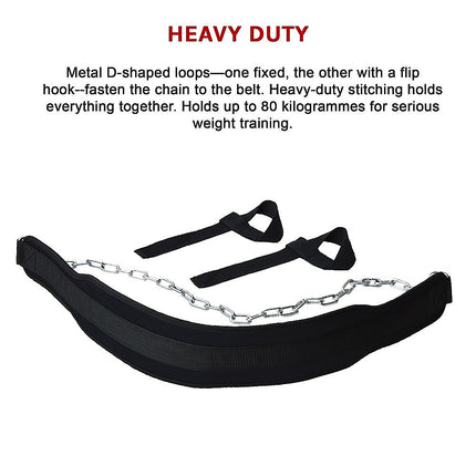 Weight Lifting Belt Gym Back Pull Up Chain Dipping Dip Body Building Training.