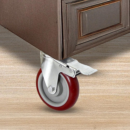 4 X 5" Heavy Duty 400kg Swivel Castor Wheels Trolley Furniture Caster All Brake.