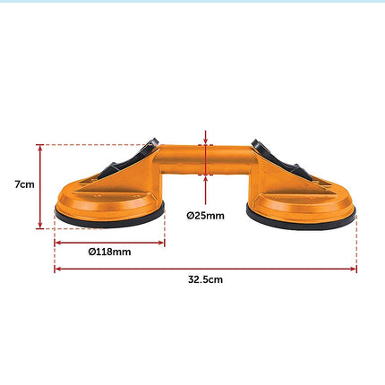 2x 100kg Aluminum Alloy Double Locking Suction Cup Glazer Glass Sucker Lifter.