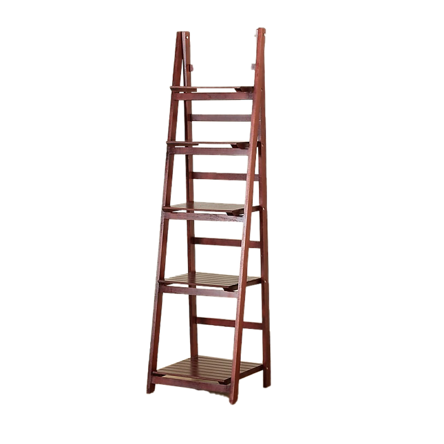 5 Tier Wooden Ladder Shelf Stand Storage Book Shelves Shelving Display Rack.