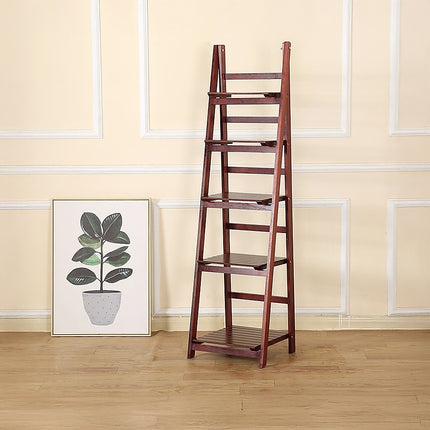 5 Tier Wooden Ladder Shelf Stand Storage Book Shelves Shelving Display Rack.