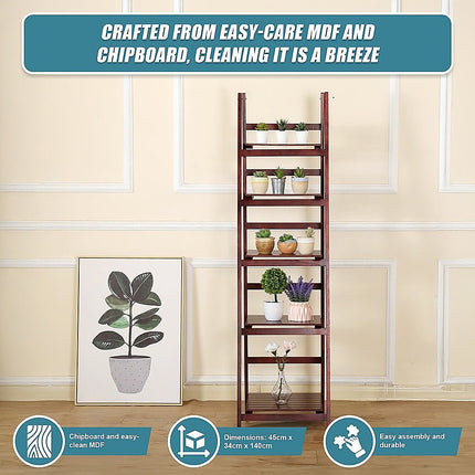 5 Tier Wooden Ladder Shelf Stand Storage Book Shelves Shelving Display Rack.
