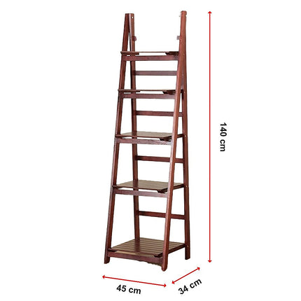 5 Tier Wooden Ladder Shelf Stand Storage Book Shelves Shelving Display Rack.
