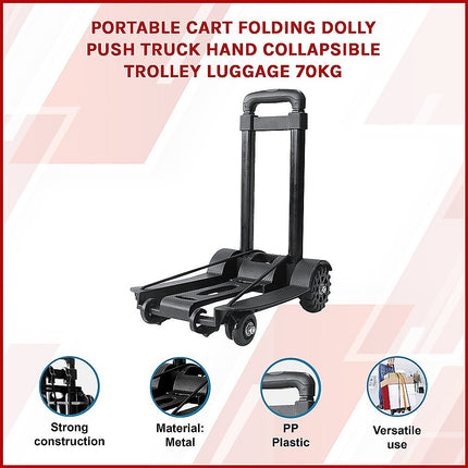 Portable Cart Folding Dolly Push Truck Hand Collapsible Trolley Luggage 70Kg.
