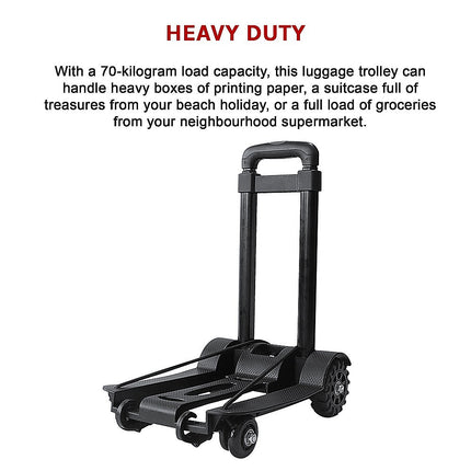 Portable Cart Folding Dolly Push Truck Hand Collapsible Trolley Luggage 70Kg.