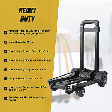 Portable Cart Folding Dolly Push Truck Hand Collapsible Trolley Luggage 70Kg.