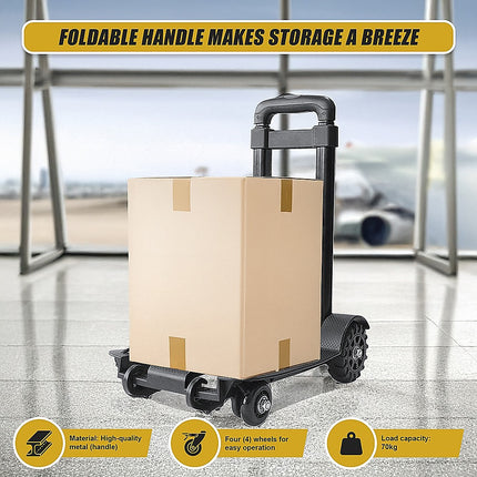 Portable Cart Folding Dolly Push Truck Hand Collapsible Trolley Luggage 70Kg.